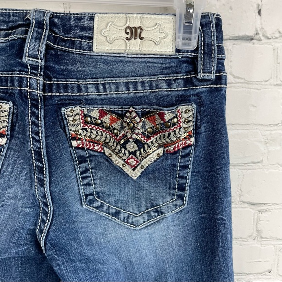 MISS ME Boot Jeans Style M3039B Aztec Embellished Size 26 - Picture 4 of 7